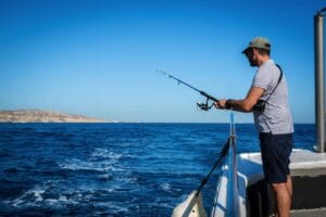 Sunrise deep sea fishing experience in Side Mediterranean targeting sea bass and bonito