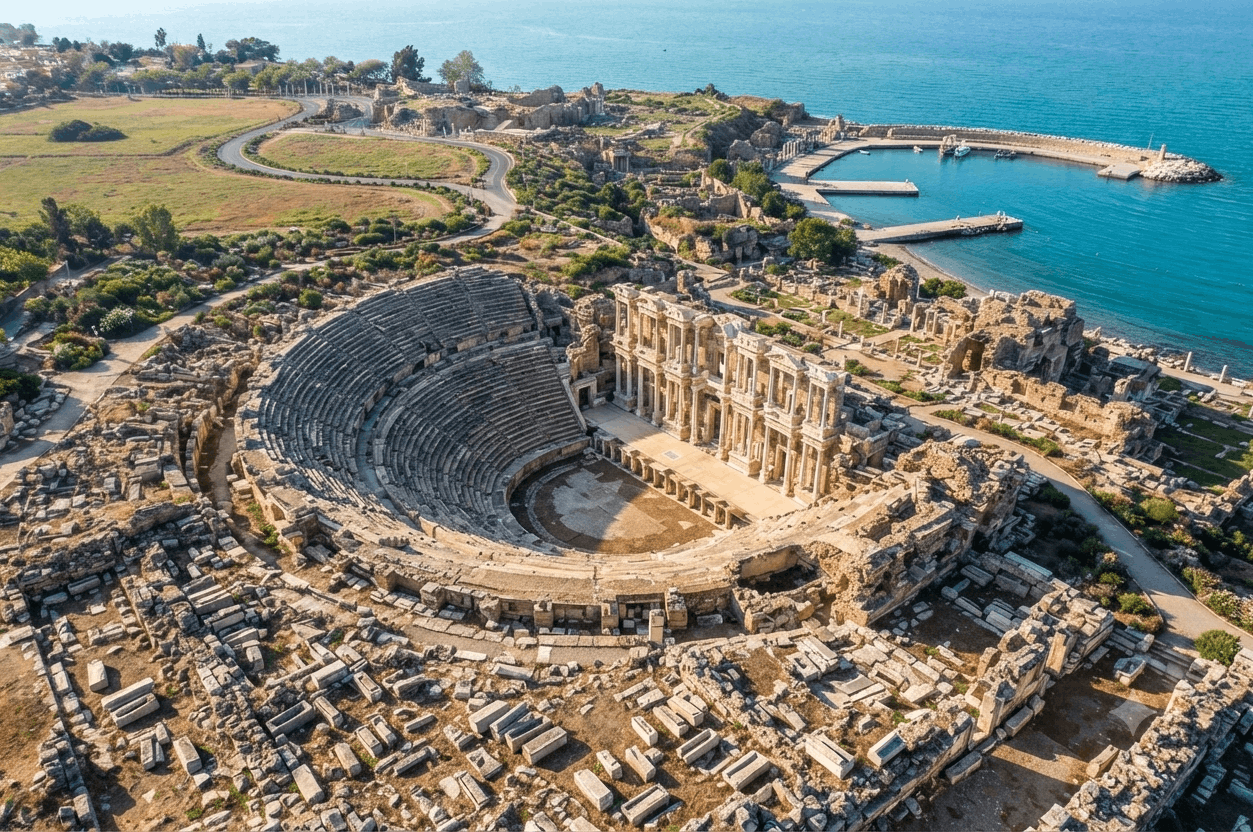 12 Best Photography Spots in Side & Manavgat (2026 Guide) 8 Side Ancient Theater amphitheater ruins best photography spot Side Turkey 2026
