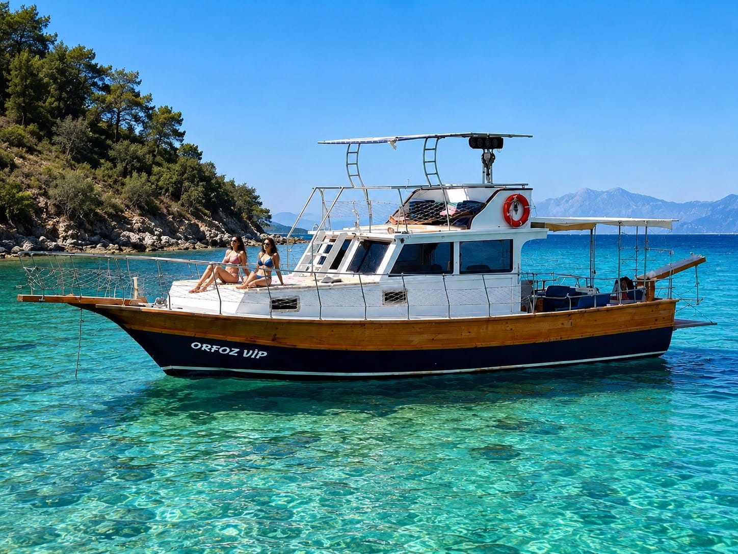 Luxury Private Boat Trip Side Turkey 4 Private boat tour Side Turkey family friendly swim stop clear blue sea